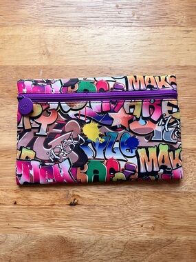 Ipsy Graffiti Makeup Bag with Purple Zipper